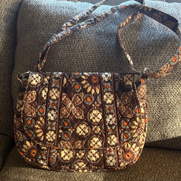 Vera Bradley Handbags - Vera Bradley Floral Patterned Brown Crossbody Bag